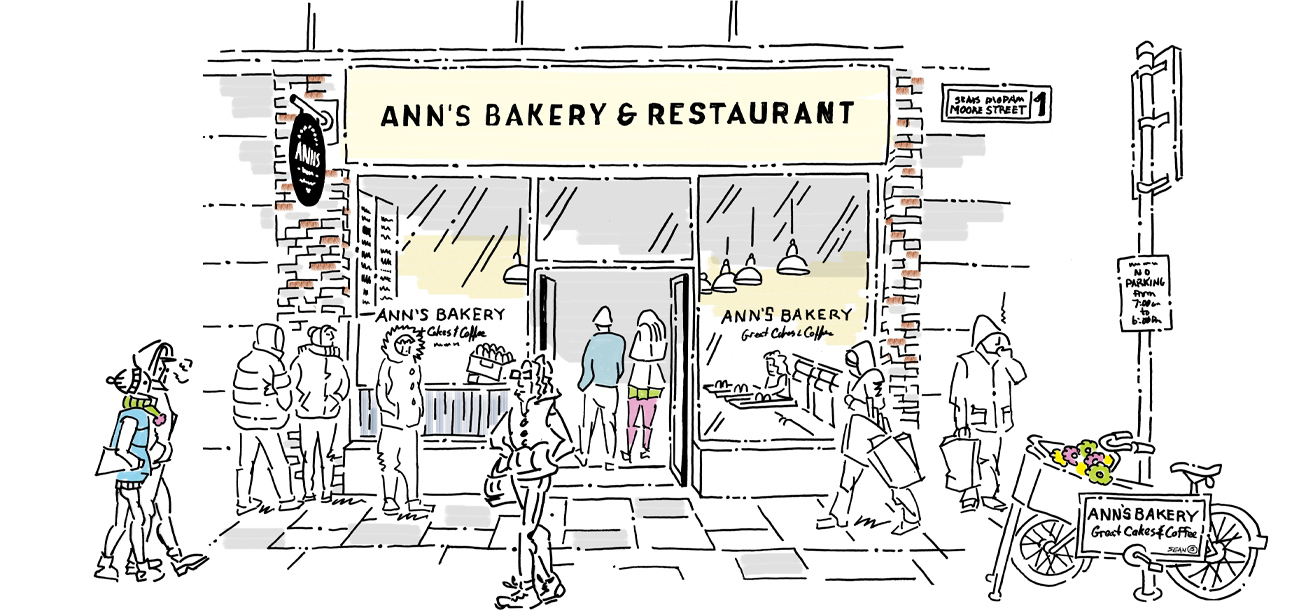 Illustration of Ann's Bakery Moore Street.