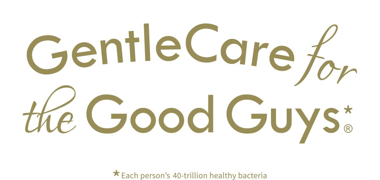 GentleCare for the Good Guys - Descriptive type solution for placement on Wouche Away brand offering labelling.
