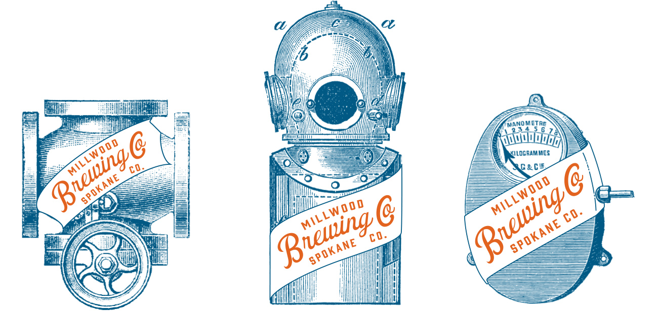 Secondary brand marks for Millwood Brewing Co.