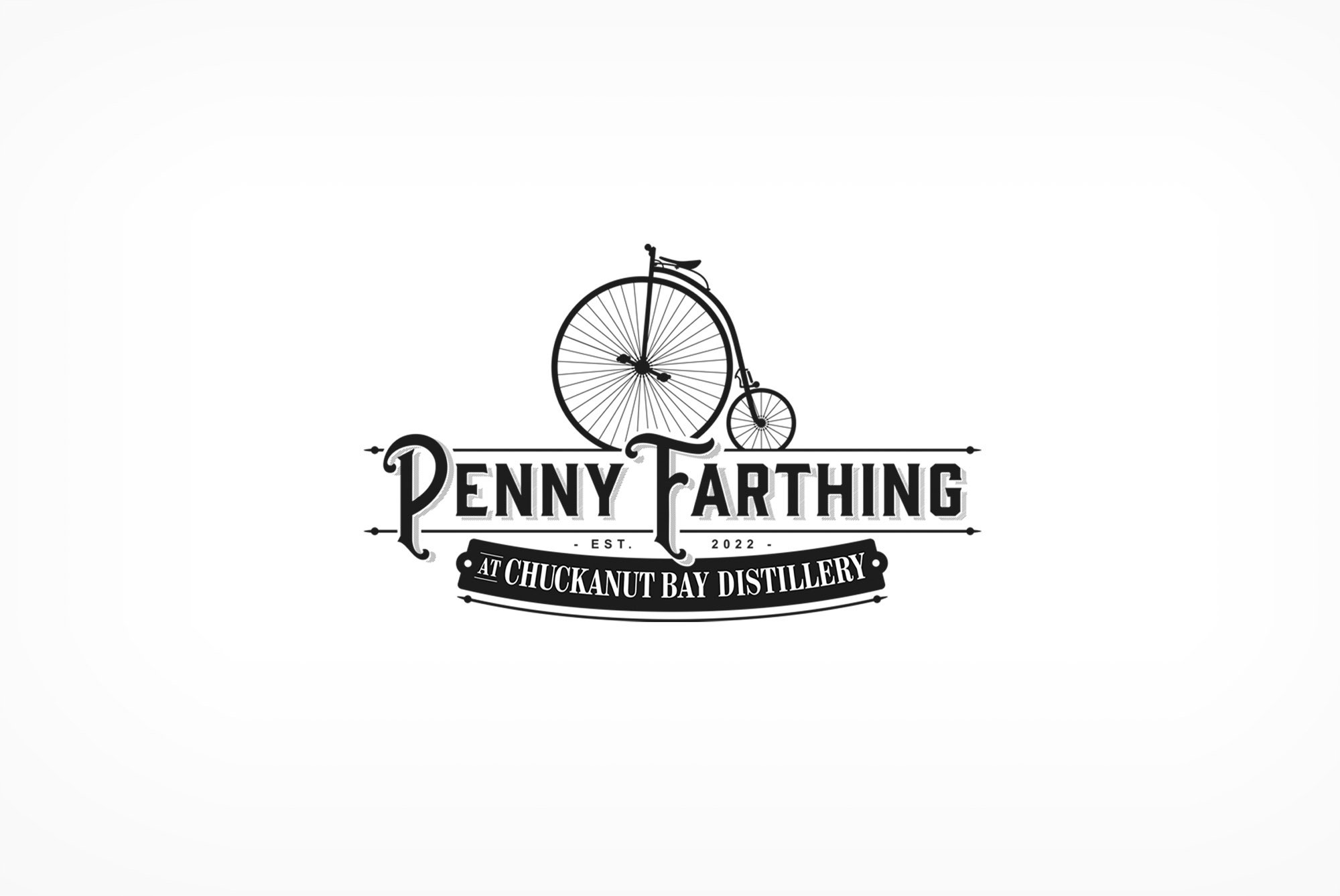 Chuckanut Bay Distillery's Penny Farthing Bar brand logo refresh.