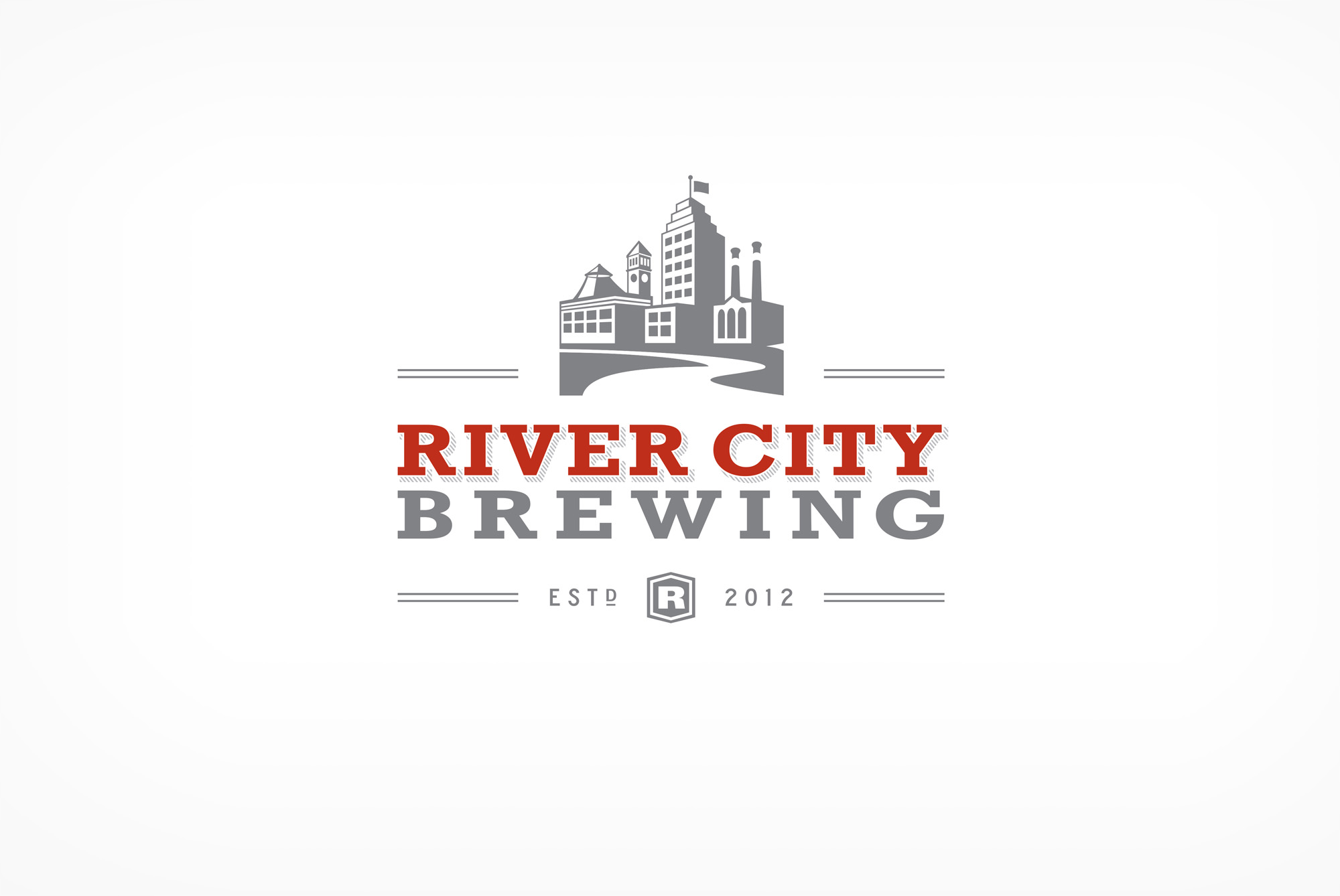 Craft beer company River City Brewing brand logo.