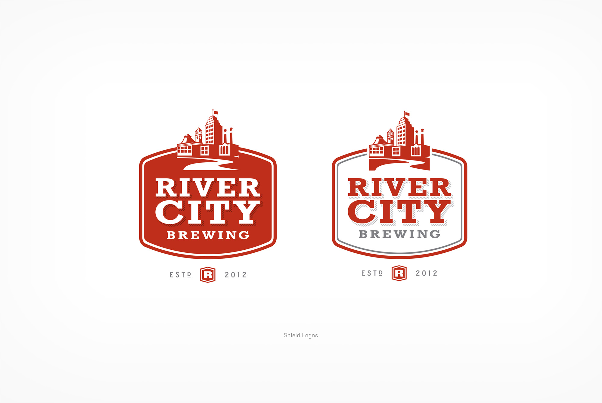 Craft beer company River City Brewing brand logo.