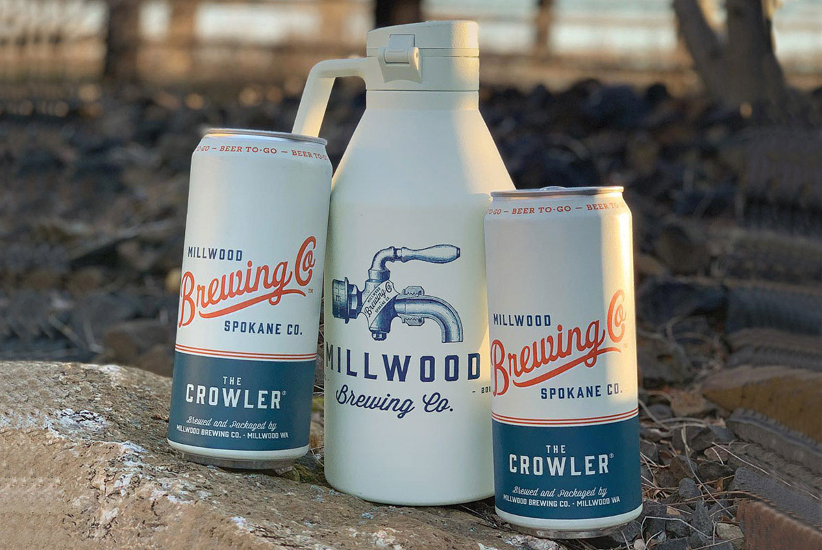 Millwood Brewing Company craft beer Crowler and Growler designs, label design for craft beer makers