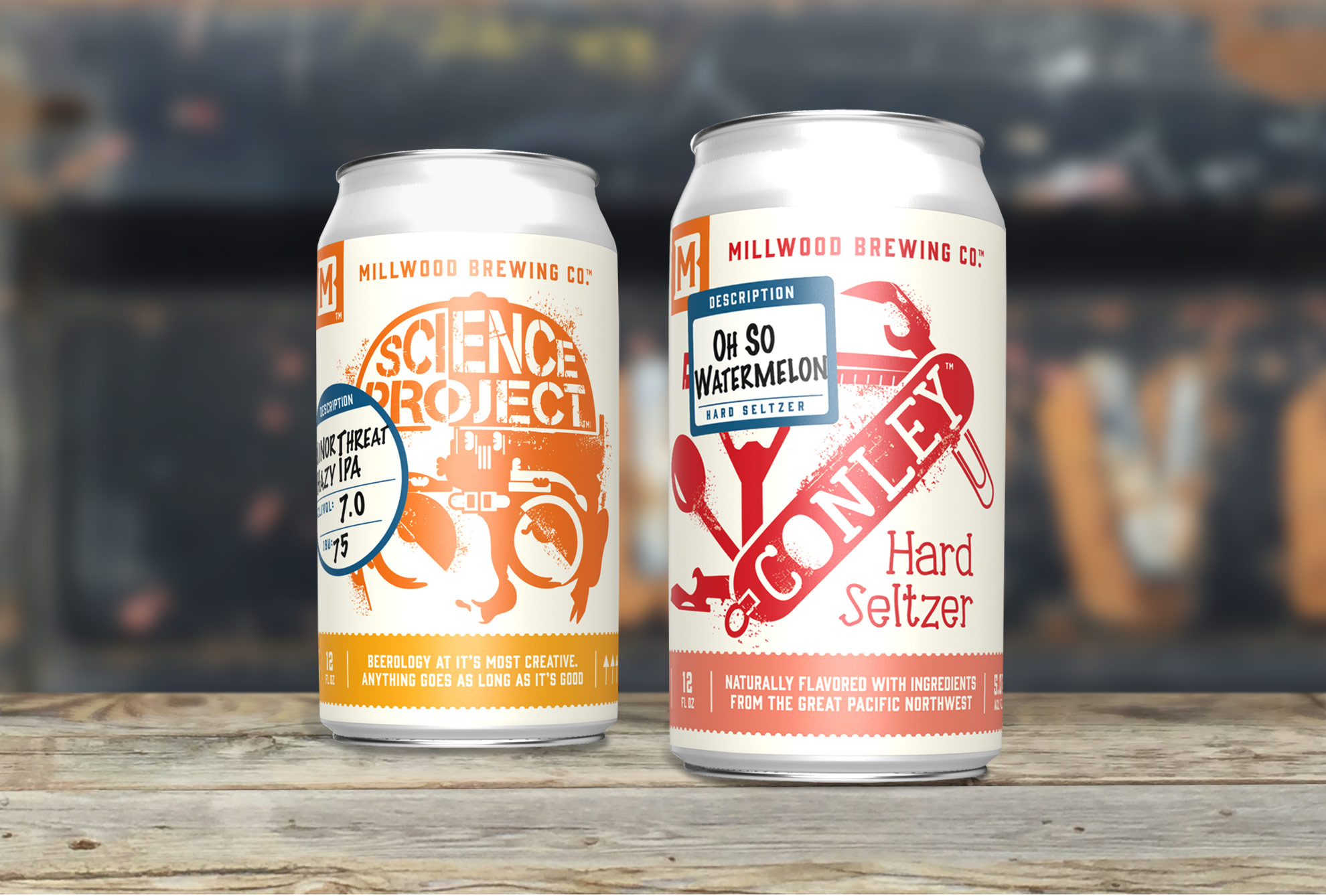 Craft beer label designs for Science Project and Conley Hard Seltzer.